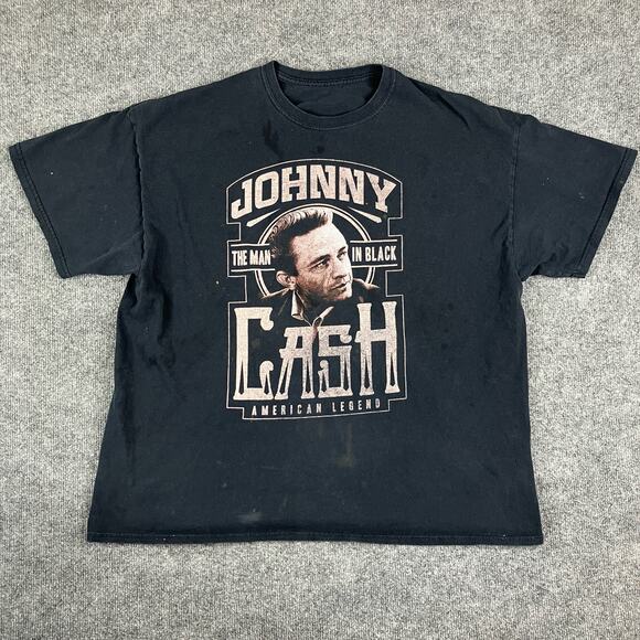 Johnny Cash Band T-Shirt Men's XL Black Music Graphic American Legend - Picture 1 of 7
